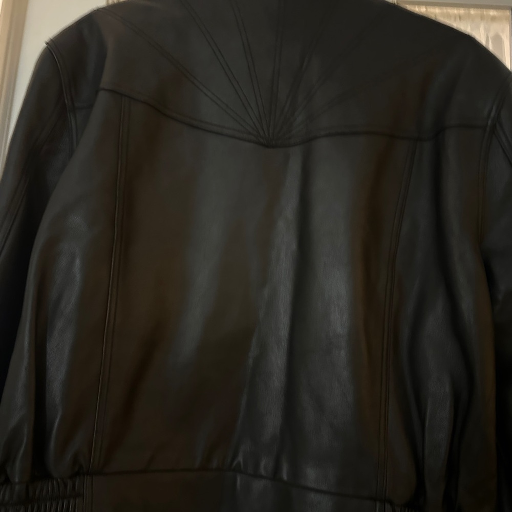 Source Unknown-Sample Black Leather Bomber Jacket… - image 3